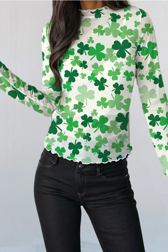Lucky Clover Mesh Long Sleeve