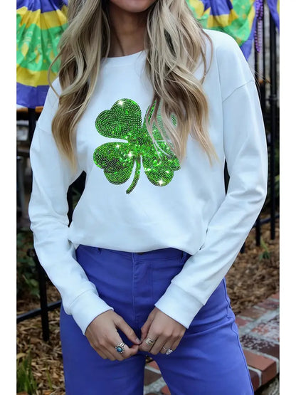 St. Patrick Clover Sequin Long Sleeve