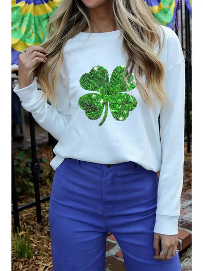 St. Patrick Clover Sequin Long Sleeve
