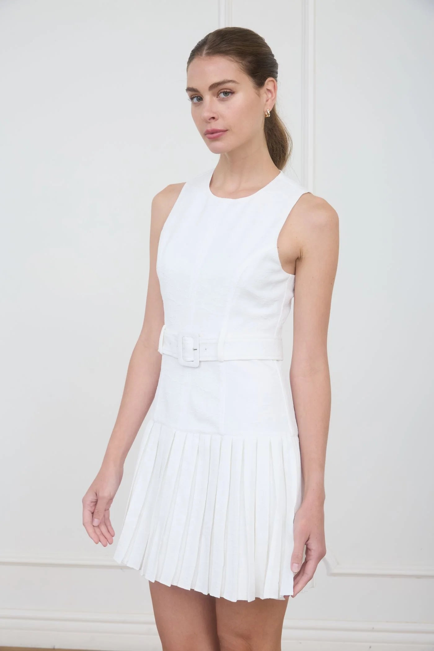 Short Drop Waist Pleated Dress
