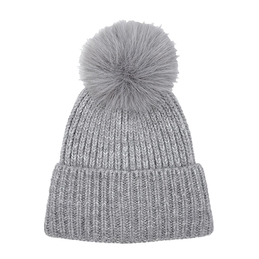 Solid Knit Pom Pom Beanie