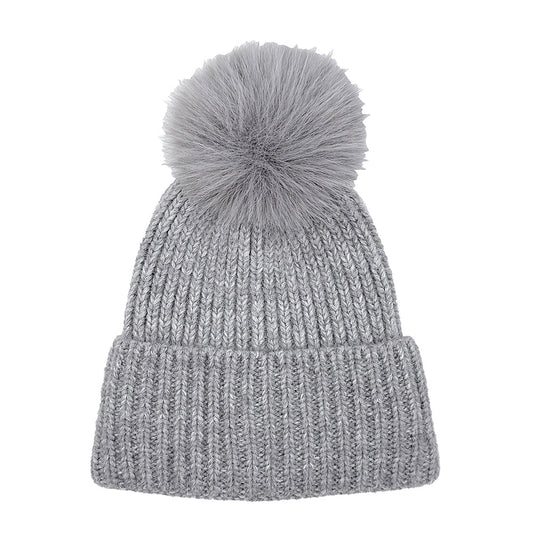 Solid Knit Pom Pom Beanie