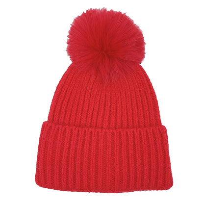Solid Knit Pom Pom Beanie